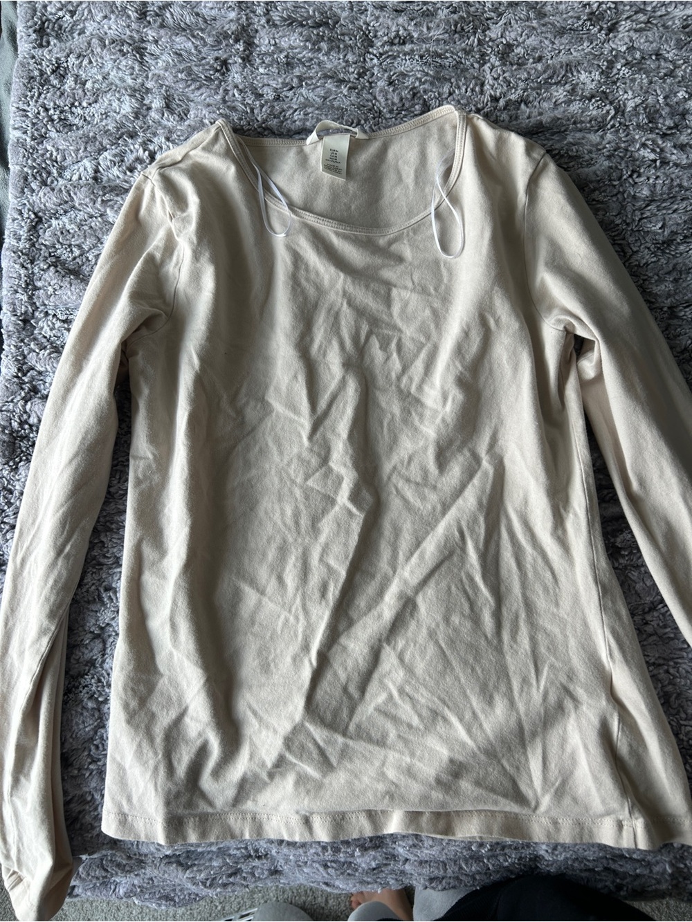 H&M Cream Scoop Neck Long-Sleeve Top